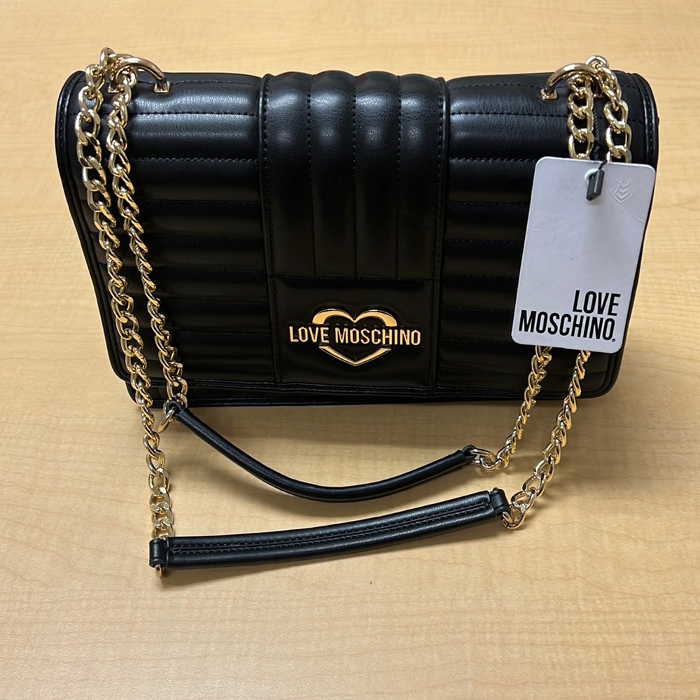 Love Moschino Borsa Quilted NAPPA PU black purse, NWT